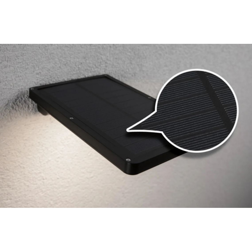 Paulmann 95393 - LED/4W IP44 Hämardatav päikesepaneeliga seinavalgusti koos anduriga SOLVEIG 3,7V 2000 mAh