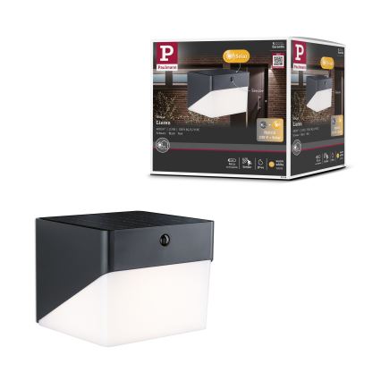 Paulmann 95746 - LED/2,3W IP44 päikesepaneeliga seinavalgusti anduriga EILEEN 3,7/230V 4000 mAh must