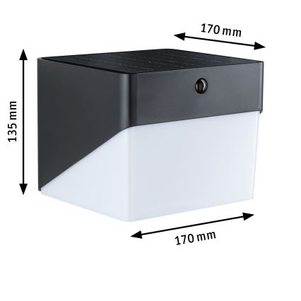 Paulmann 95746 - LED/2,3W IP44 päikesepaneeliga seinavalgusti anduriga EILEEN 3,7/230V 4000 mAh must