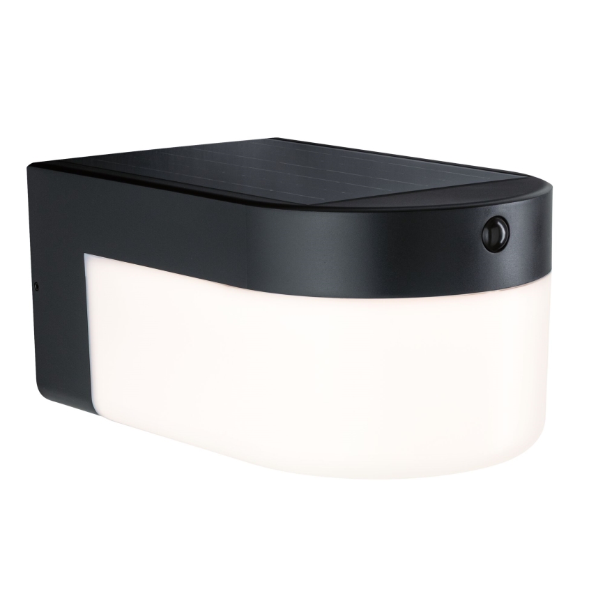 Paulmann 95747 - LED/2,3W IP44 Päikesepaneeliga seinavalgusti anduriga CALYNE 3,7/230V 4000 mAh must