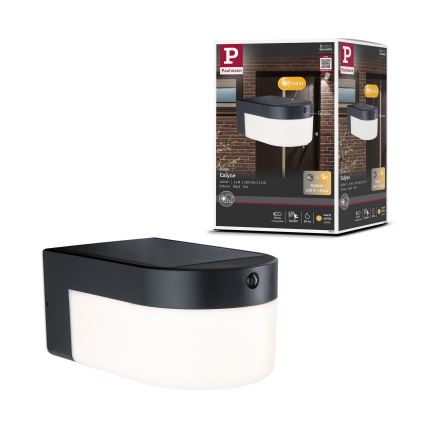Paulmann 95747 - LED/2,3W IP44 Päikesepaneeliga seinavalgusti anduriga CALYNE 3,7/230V 4000 mAh must