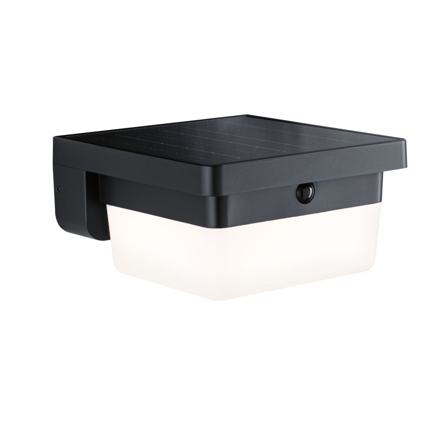 Paulmann 95748 - LED/2,3W IP44 Päikeseenergial töötav seinavalgusti anduriga ISLEEN 3,7/230V 4000 mAh must