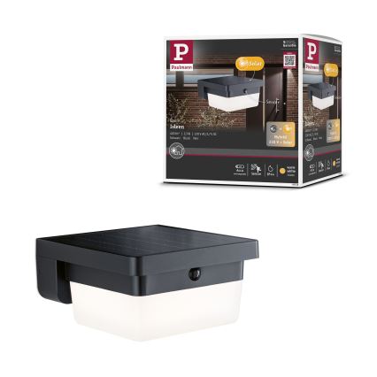 Paulmann 95748 - LED/2,3W IP44 Päikeseenergial töötav seinavalgusti anduriga ISLEEN 3,7/230V 4000 mAh must