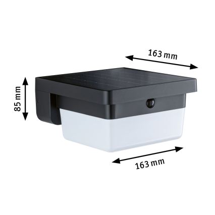 Paulmann 95748 - LED/2,3W IP44 Päikeseenergial töötav seinavalgusti anduriga ISLEEN 3,7/230V 4000 mAh must
