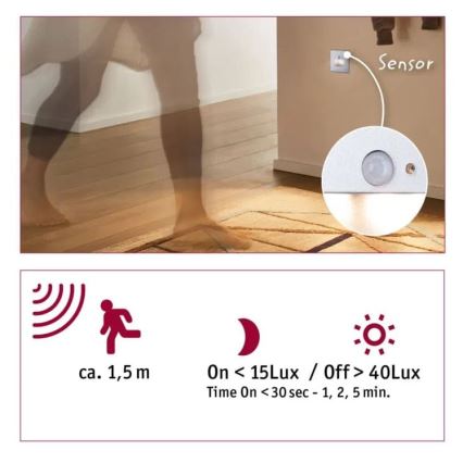 Paulmann  93134 - LED/1,2W Trepivalgusti anduriga EDGE 230V matt kroom