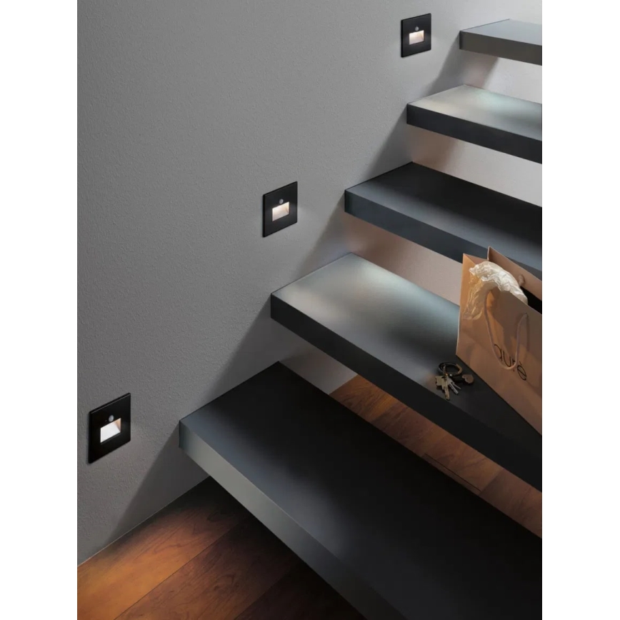 Paulmann  93135 - LED/1,2W Trepivalgusti anduriga EDGE 230V must