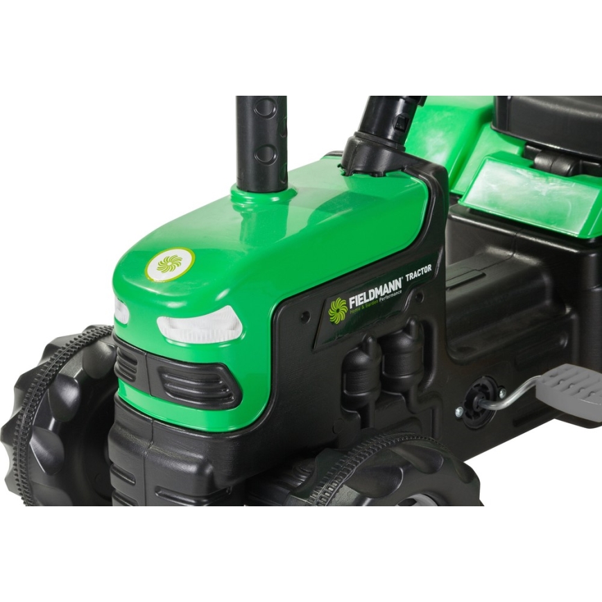 Pedaalidega traktor järelkäruga must/roheline