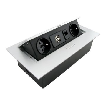 Peidetav pistikupesa 2x230V/2xUSB/1xRJ45