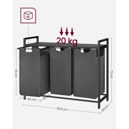 Pesukorv REX, must/hall