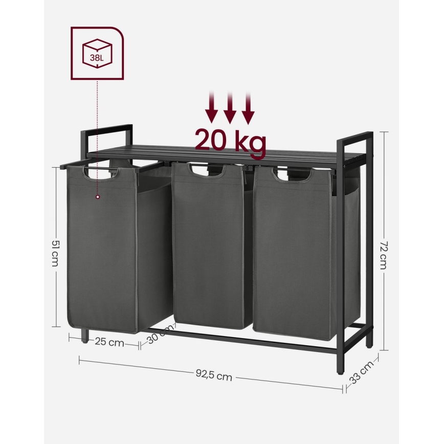 Pesukorv REX, must/hall