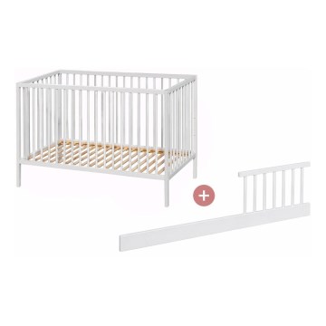 PETITE&MARS - Beebivoodi + turvapiire NELA BEECH 120x60 cm valge/pöök