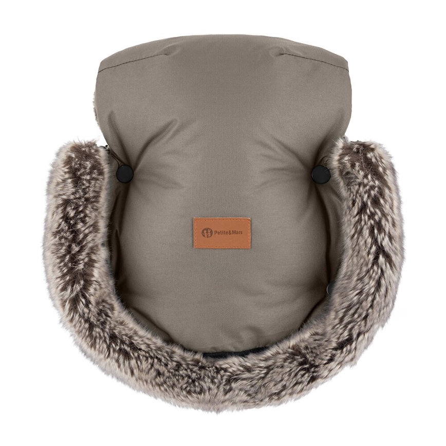 PETITE&MARS - KOMPLEKT Beebi soojakott 4-ühes ARCTIC + kärukindad FURRY kohvi