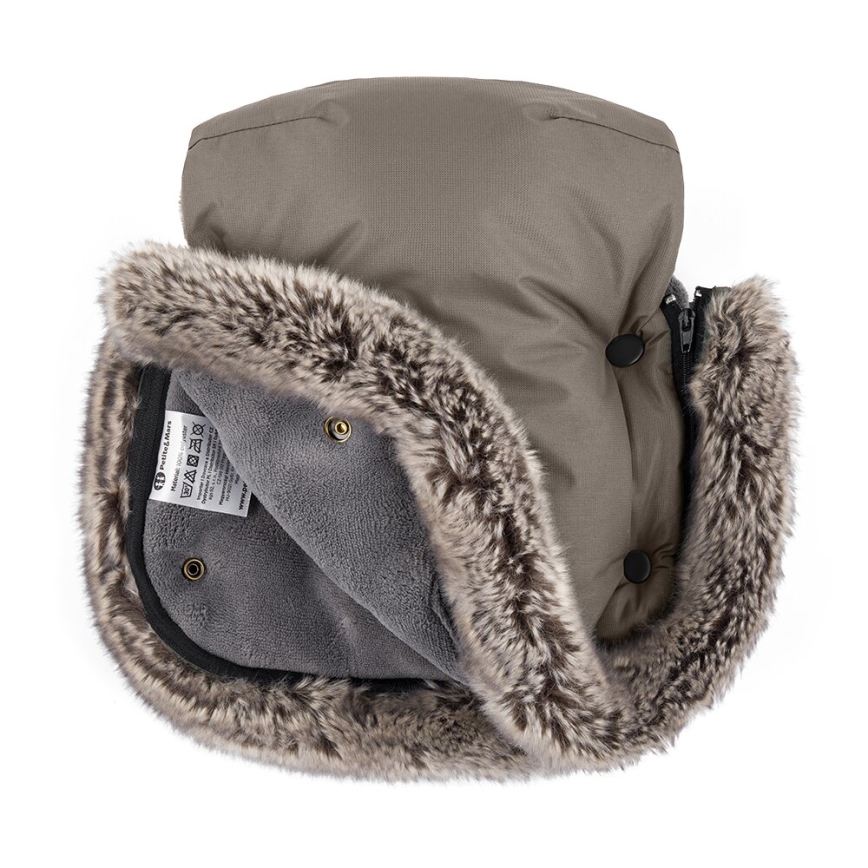 PETITE&MARS - KOMPLEKT Beebi soojakott 4-ühes ARCTIC + kärukindad FURRY kohvi