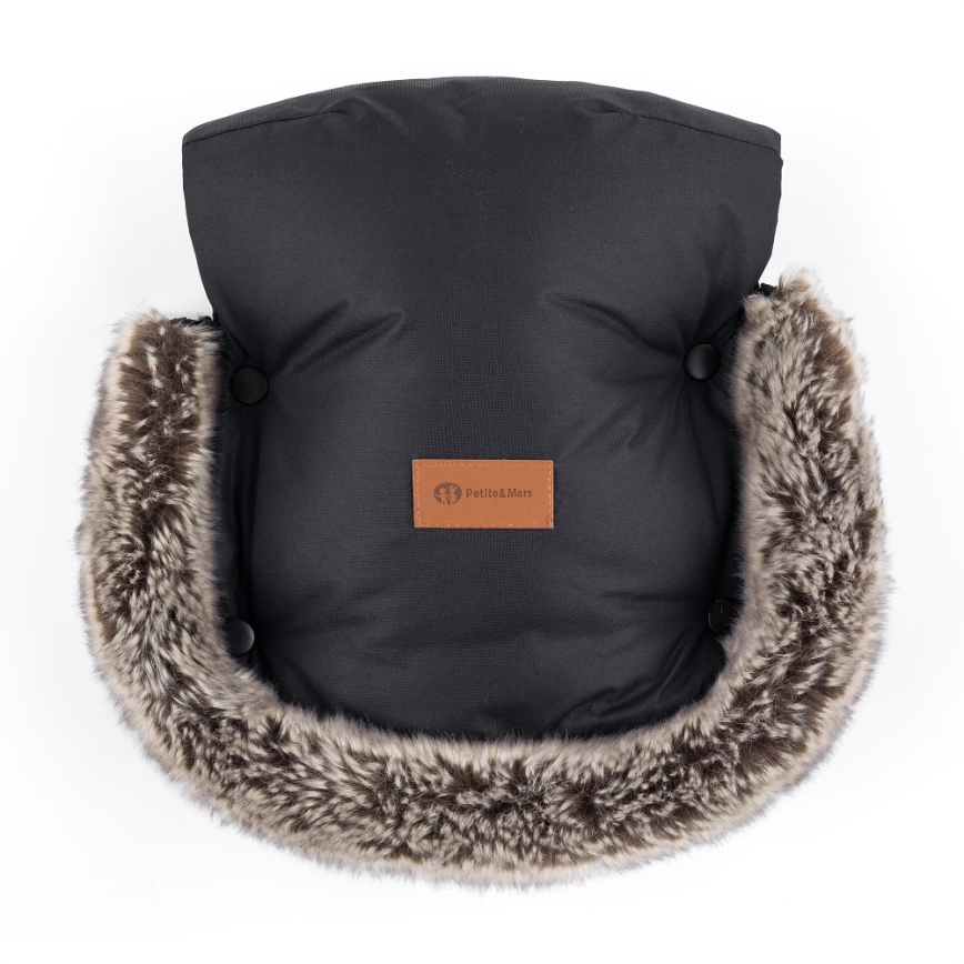 PETITE&MARS - KOMPLEKT Beebi soojakott 4-ühes ARCTIC + kärukindad FURRY must