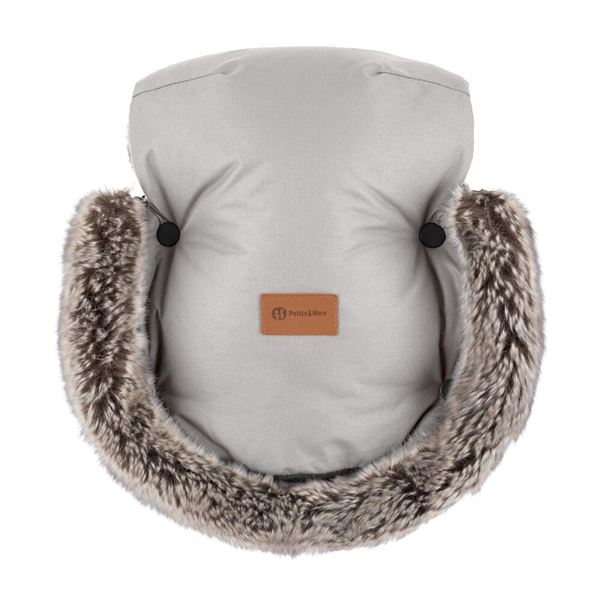 PETITE&MARS-KOMPLEKT Beebi soojakott 4-ühes ARCTIC + kärukindad FURRY šampanja