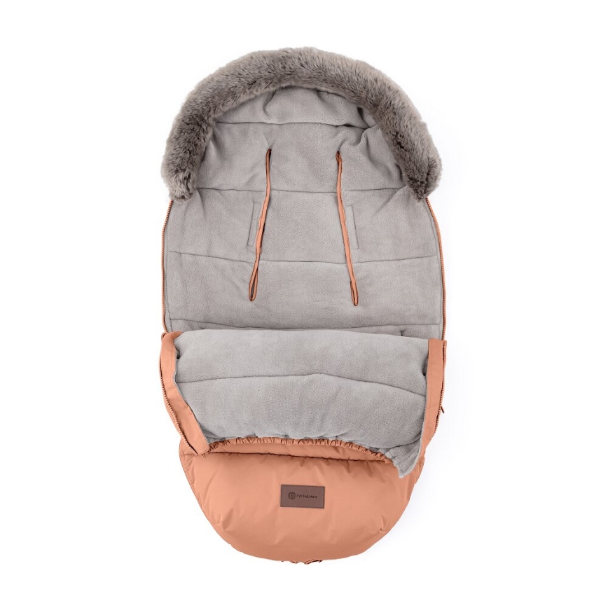 PETITE&MARS - KOMPLEKT Beebi soojakott 4-ühes COMFY + kärukindad FURRY pastelloranž