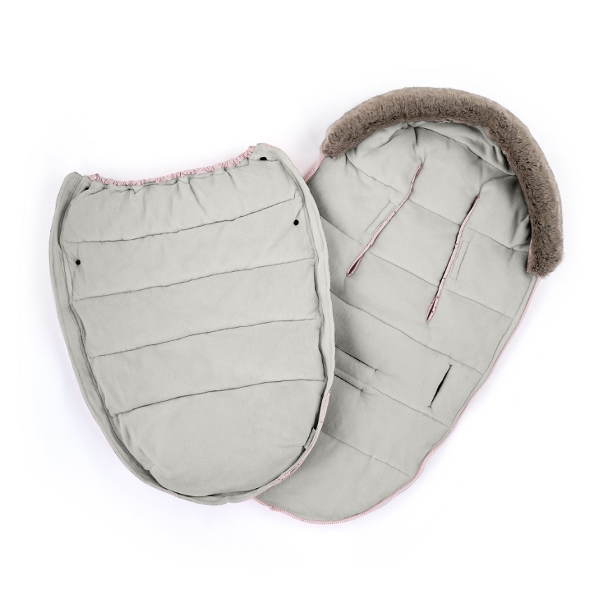 PETITE&MARS - KOMPLEKT Beebi soojakott 4-ühes COMFY + kärukindad FURRY pastelloranž