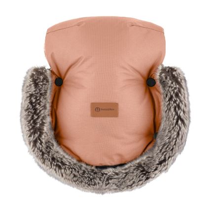 PETITE&MARS - KOMPLEKT Beebi soojakott 4-ühes COMFY + kärukindad FURRY pastelloranž