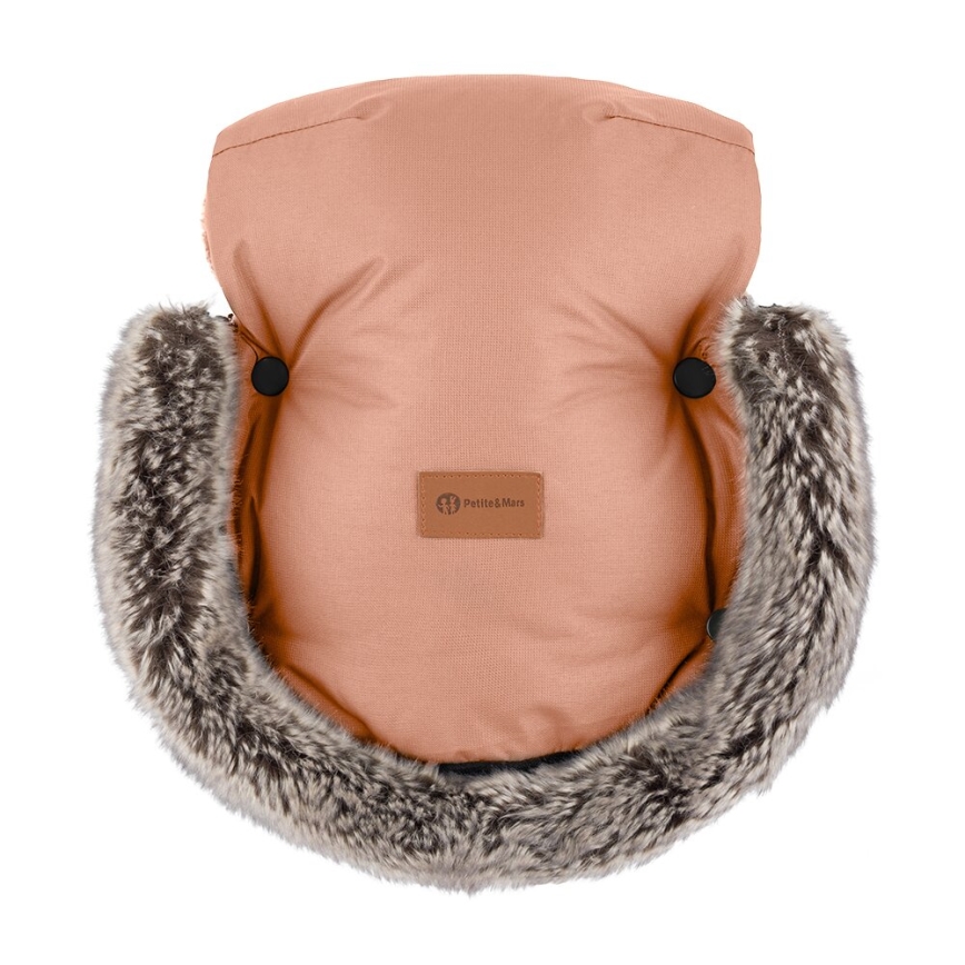 PETITE&MARS - KOMPLEKT Beebi soojakott 4-ühes COMFY + kärukindad FURRY pastelloranž