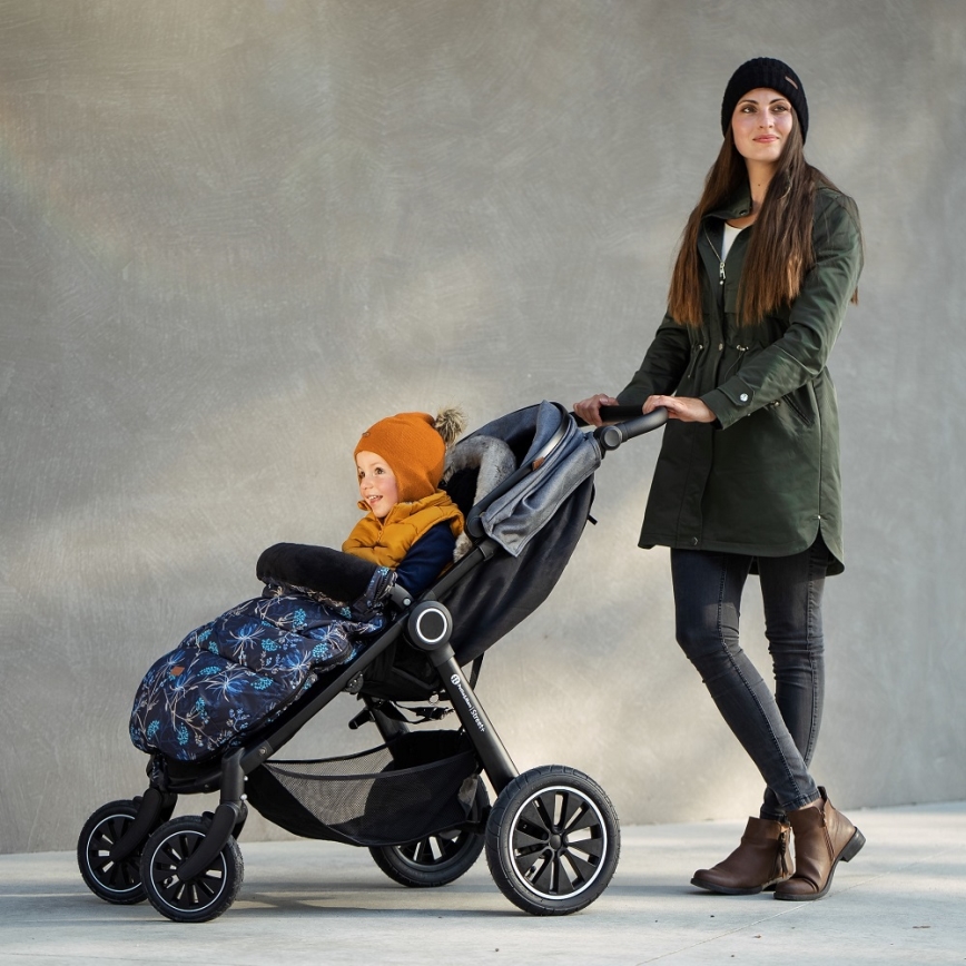 PETITE&MARS - KOMPLEKT Beebi soojakott 4-ühes COMFY Stylish Beauty + kärukindad FURRY must