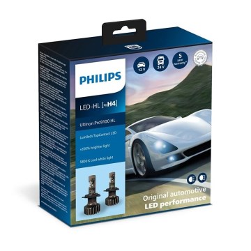 Philips 11342U91X2 -KOMPLEKT 2x LED Auto pirn Ultinon 9100 H4 P43t-38/13,2W/12/24V 5800K