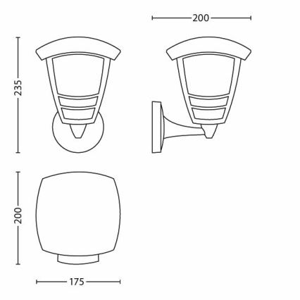 Philips - Seinavalgusti õue E27/60W/230V