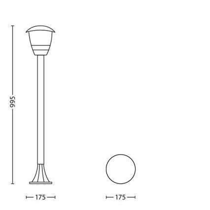 Philips 15383/30/16 - Õuelamp MYGARDEN CREEK 1xE27/60W/230V must