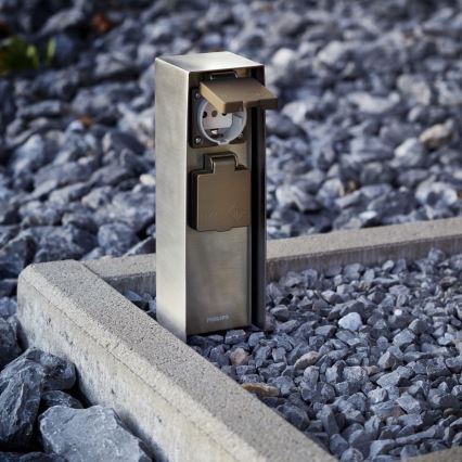 Philips 17108/47/16 - Väli pistikupesadega torn MYGARDEN ROCK 230V IP44 SCHUKO