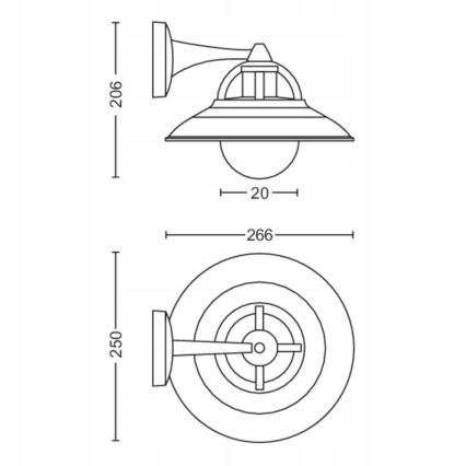 Philips 17381/30/PN - Seinavalgusti õue COMORANT 1xE27/42W/230V IP44