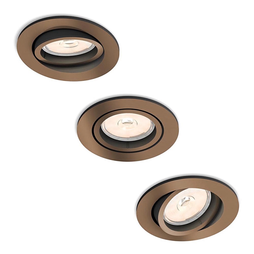 Philips 50393/05/PN - KOMPLEKT 3x Süvistatav valgusti DONEGAL 1xGU10/5,5W/230V