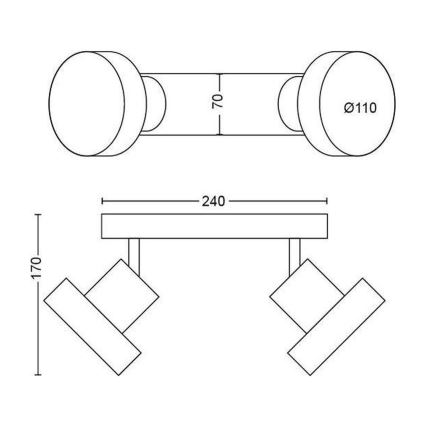 Philips 50602/30/P0 - LED Hämardatav kohtvalgusti BUKKO 2xLED/4,5W/230V