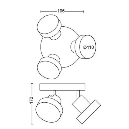 Philips 50603/30/P0 - LED Hämardatav kohtvalgusti BUKKO 3xLED/4,3W/230V