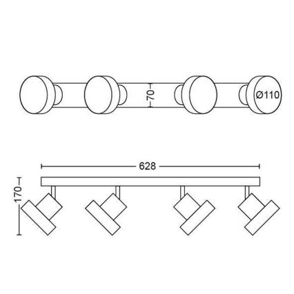 Philips 50604/30/P0 - LED Kohtvalgusti BUKKO 4xLED/4,3W/230V