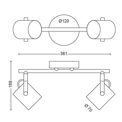 Philips 50662/14/P0 - LED Kohtvalgusti BYRE 2xLED/4,3W/230V 2200/2500/2700K