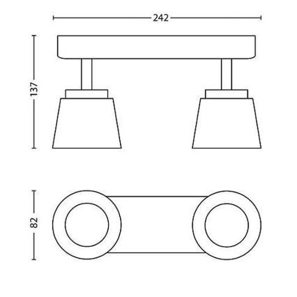 Philips 53342/31/16 - LED Kohtvalgusti DENDER 2x LED/4W/230V