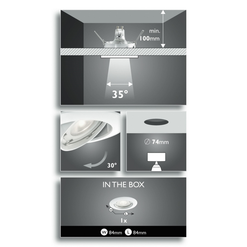 Philips 59270/31/16 - LED-valgusti vannituppa SMARTSPOT NASH 1xGU10/3.5W/230V