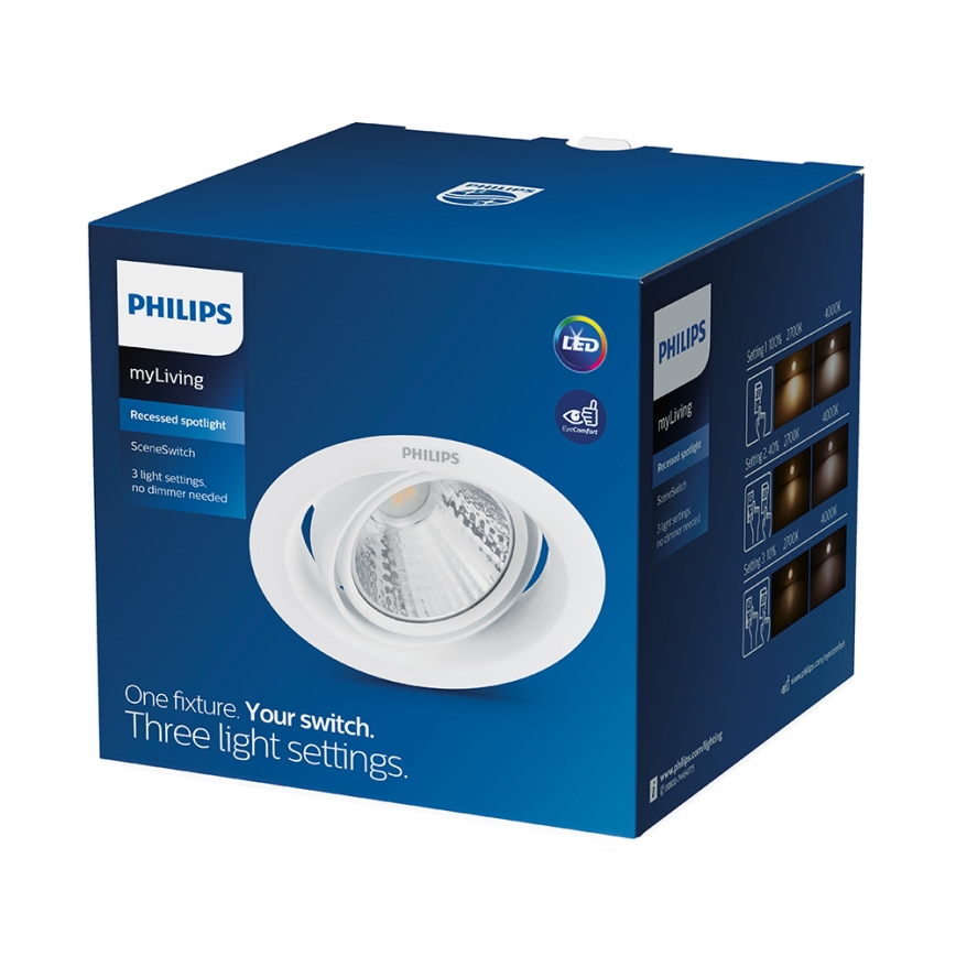 Philips - hämardatav süvistatav LED-laevalgusti SCENE SWITCH LED/5W/230V 4000K