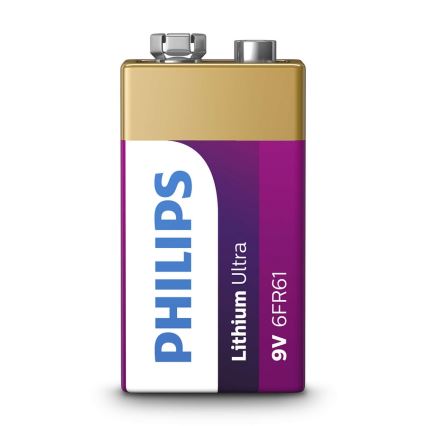 Philips 6FR61LB1A/10 - liitiumpatareid 6LR61 LITHIUM ULTRA 9V 600mAh