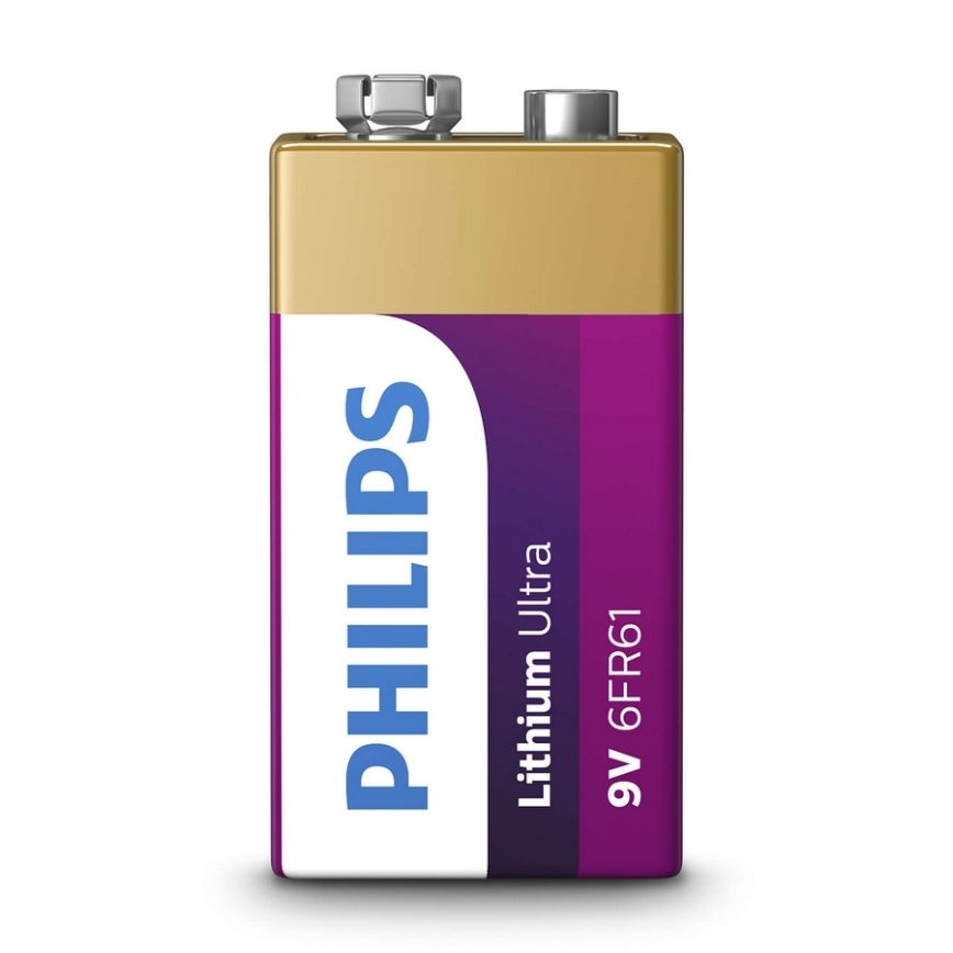 Philips 6FR61LB1A/10 - liitiumpatareid 6LR61 LITHIUM ULTRA 9V 600mAh