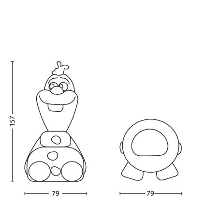 Philips 71768/08/16 - Laste LED-lamp DISNEY FROZEN OLAF LED/0,3W/2xAAA lumememm