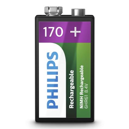 Philips 9VB1A17/10 - Laetav patarei MULTILIFE NiMH/9V/170 mAh