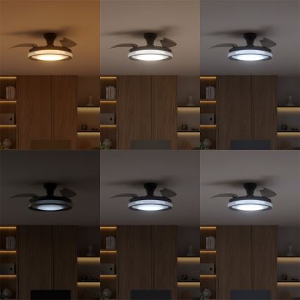 Philips - LED hämardatav laelamp ventilaatoriga BLISS LED/35W/230V must + kaugjuhtimispult