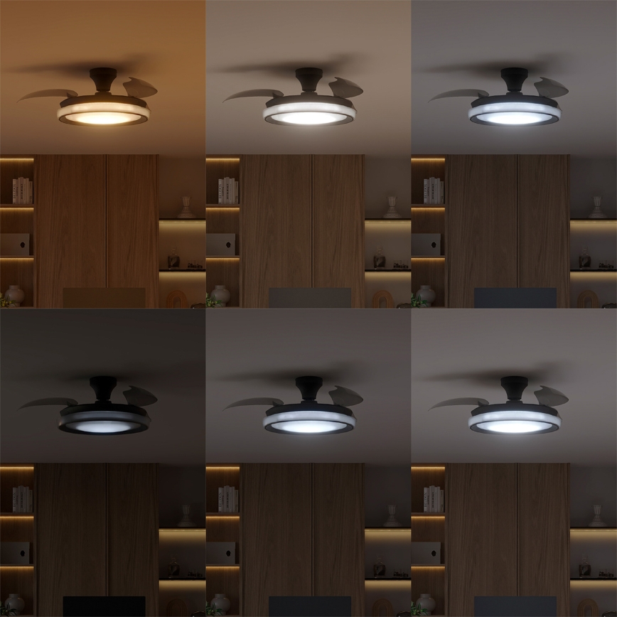 Philips - LED hämardatav laelamp ventilaatoriga BLISS LED/35W/230V must + kaugjuhtimispult
