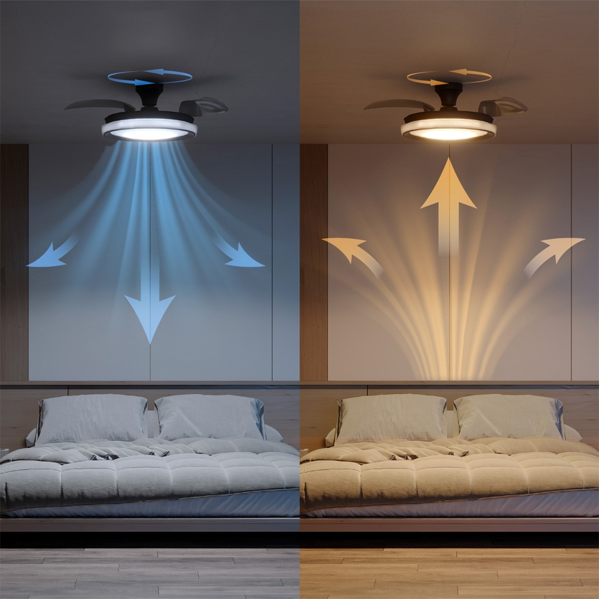 Philips - LED hämardatav laelamp ventilaatoriga BLISS LED/35W/230V must + kaugjuhtimispult