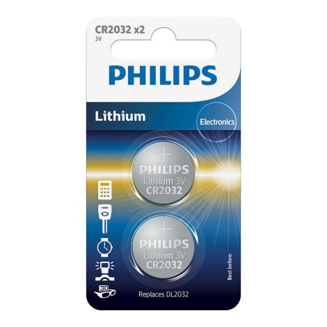 Philips CR2032P2/01B - 2 tk Liitium nööppatarei CR2032 MINICELLS 3V