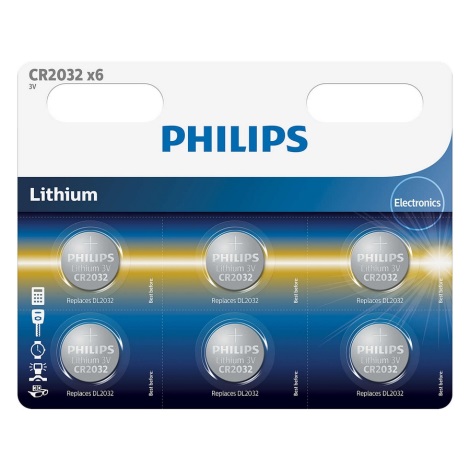 Philips CR2032P6/01B - 6 tk Liitium-nööppatarei CR2032 MINICELLS 3V