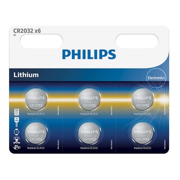Philips CR2032P6/01B - 6 tk nööp-liitiumpatareid CR2032 MINICELLS 3V