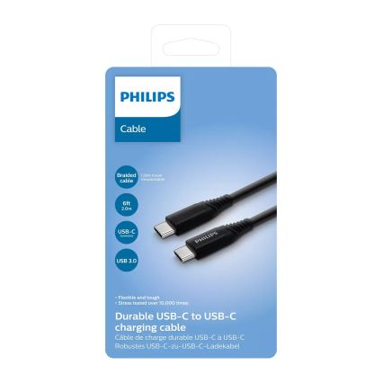 Philips DLC5206C/00 - USB kaabel USB-C 3.0 ühenduspesa 2m must/hall