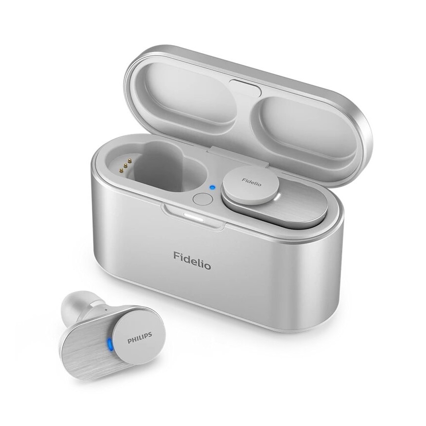 Philips Fidelio T1WT/00 - Juhtmevabad kõrvaklapid IPX4 2x 60 mAh + 650 mAh hõbedane