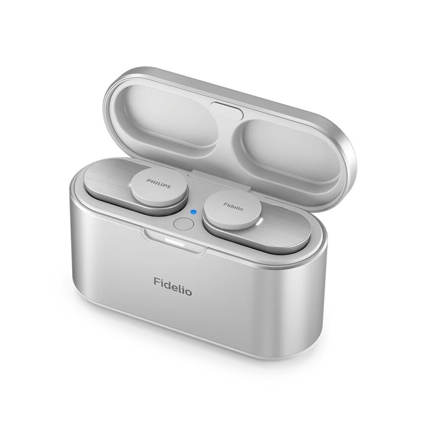 Philips Fidelio T1WT/00 - Juhtmevabad kõrvaklapid IPX4 2x 60 mAh + 650 mAh hõbedane